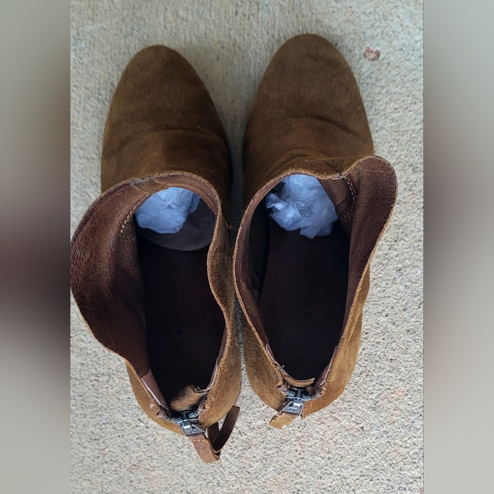 LUCKY BRAND LAHELA Brown Suede Leather Ankle Boots, WOMENS SHOES SIZE 8M - Picture 4 of 7